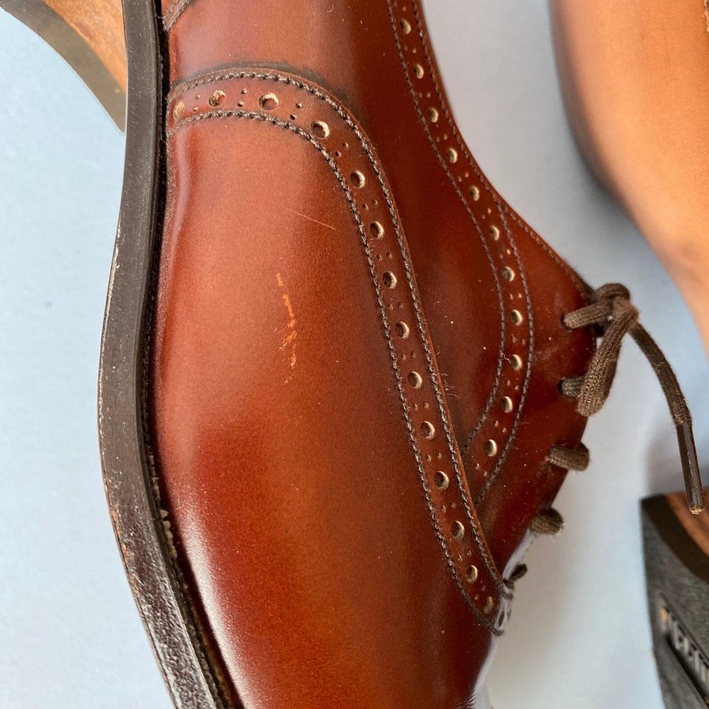NWOT Brown Leather Church’s Heeled Oxford Shoe 8.5 - Picture 10 of 10